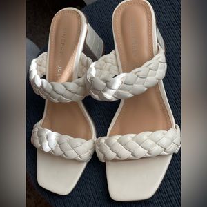 White Braided high heel- worn once